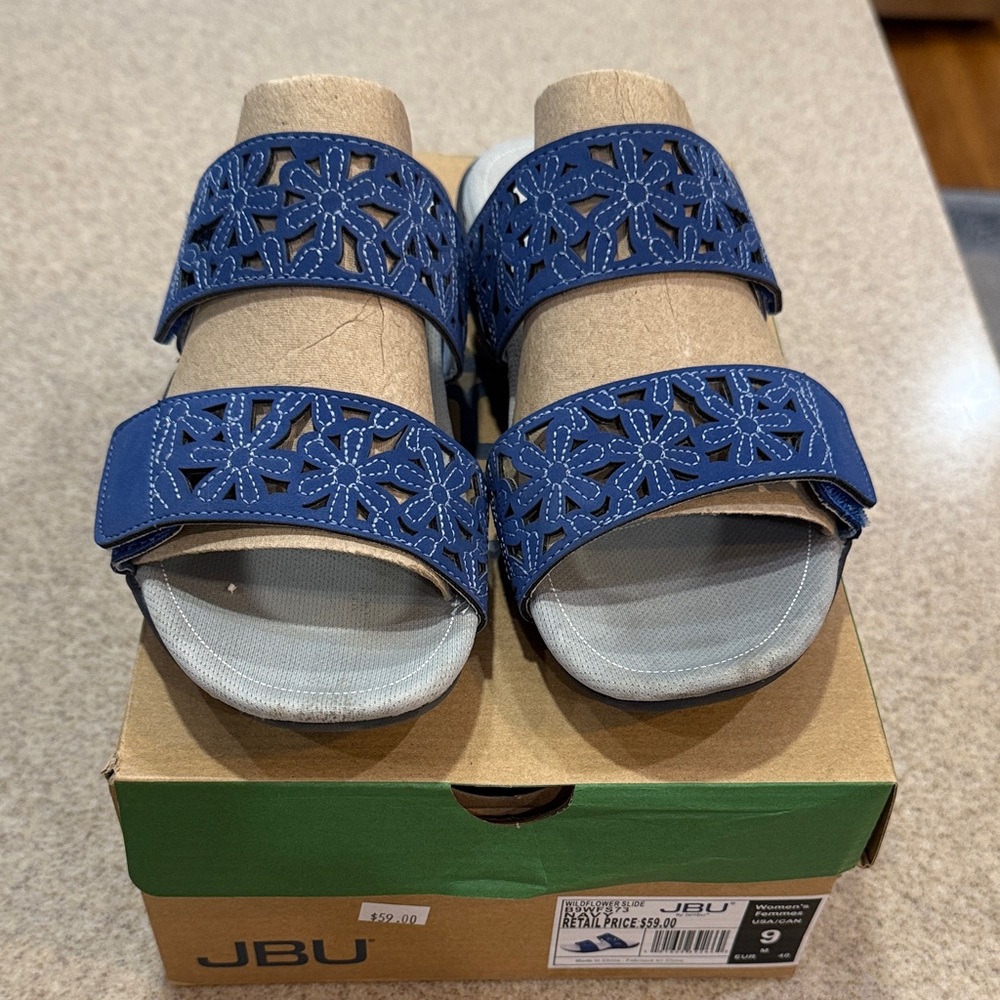 JBU Blue Floral Cutout Sandals